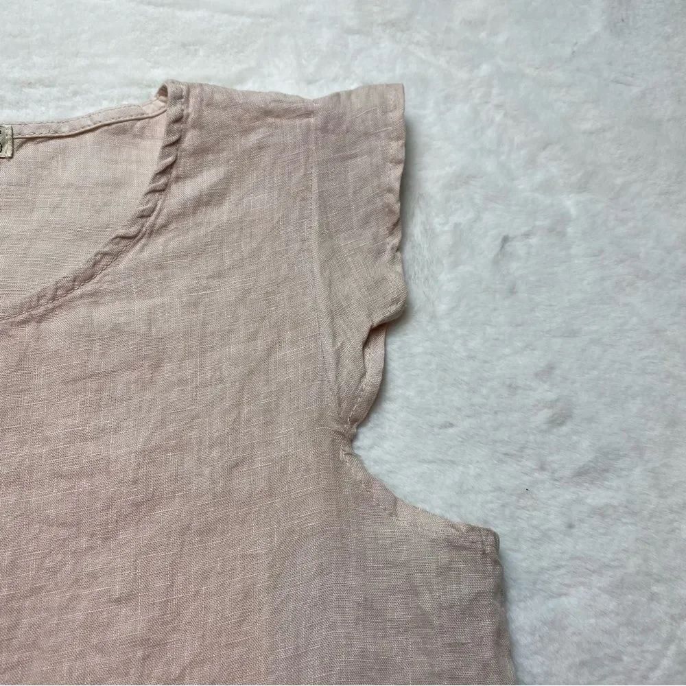 Terzo Millenio Made In Italy Blush Pink Linen Top Size Medium - Picture 6 of 10